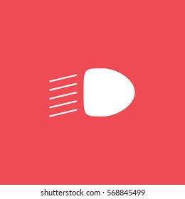 Car Dashboard Warning Light Low Beam Flat Icon On Red Background