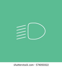 Car Dashboard Warning Light Low Beam Line Icon On Green Background