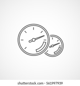 Car Dashboard Warning Light Speedometer Tachometer Line Icon On White Background