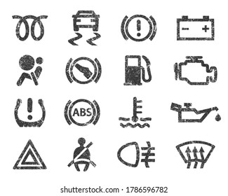 Car Dashboard Warning Lights Icons Set Stock Vector (Royalty Free ...