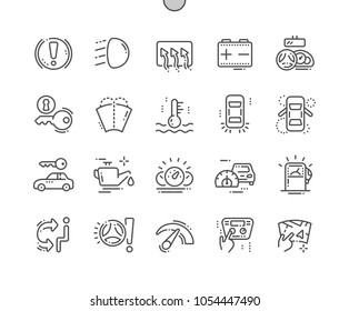 Car dashboard Well-crafted Pixel Perfect Vector Thin Line Icons 30 2x Grid for Web Graphics and Apps. Simple Minimal Pictogram