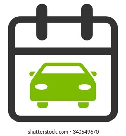 Car Date vector icon. Style is bicolor flat symbol, eco green and gray colors, rounded angles, white background.