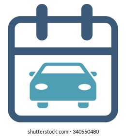 Car Date vector icon. Style is bicolor flat symbol, cyan and blue colors, rounded angles, white background.