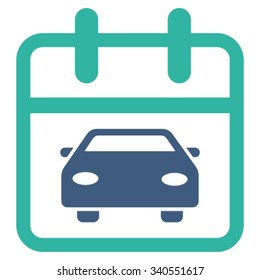 Car Date vector icon. Style is bicolor flat symbol, cobalt and cyan colors, rounded angles, white background.