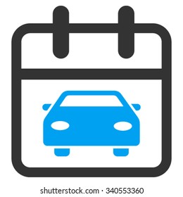 Car Date vector icon. Style is bicolor flat symbol, blue and gray colors, rounded angles, white background.