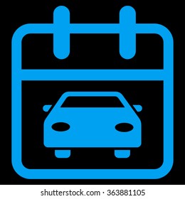 Car Date vector icon. Style is flat symbol, blue color, rounded angles, black background.