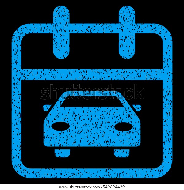 Car Day grainy\
textured icon for overlay watermark stamps. Flat symbol with\
unclean texture. Dotted vector blue ink rubber seal stamp with\
grunge design on a black\
background.