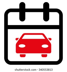 Car Day vector icon. Style is bicolor flat symbol, intensive red and black colors, rounded angles, white background.