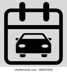Car Day vector icon. Style is flat symbol, black color, rounded angles, light gray background.