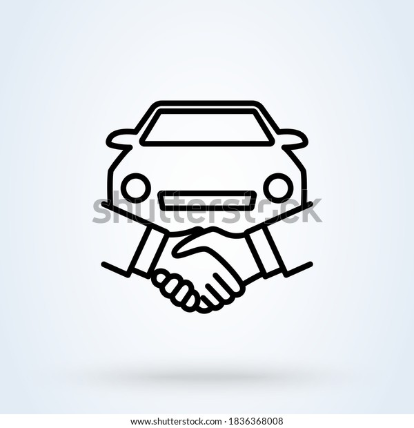 Car Deal with Hand shake sign line icon or
logo. Business shaking concept. Car dealer making a deal handshake
vector linear
illustration.