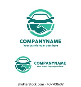 Car Deal with Hand shake symbol Logo Template