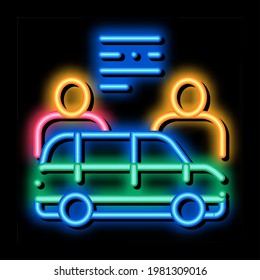 Car Dealer Buyer neon light sign vector. Glowing bright icon Car Dealer Buyer isometric sign. transparent symbol illustration