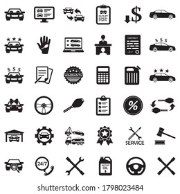 Car Dealer Icons. Black Flat Design. Vector Illustration.