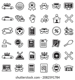 Car Dealer Icons. Line With Fill Design. Vector Illustration.