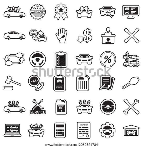 Car Dealer Icons. Line With Fill Design.\
Vector Illustration.