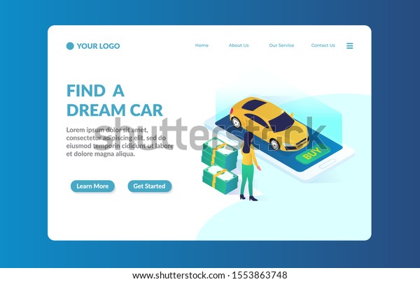 car dealer\
isometric website landing page\
template