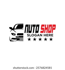 Car dealer logo design with half body sports vehicle icon silhouette concept