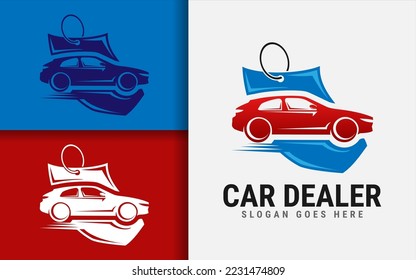 Car Dealer Logo Design. Modern Minimalist Car Combined with Ticket Shop Logo Concept.