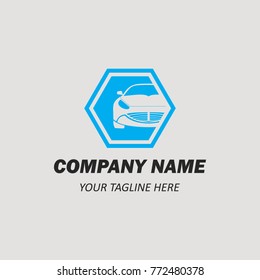 Car dealer logo template emblem with concept sport silhouette background white abstract