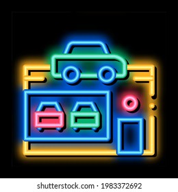 Car Dealer Shop neon light sign vector. Glowing bright icon Car Dealer Shop isometric sign. transparent symbol illustration