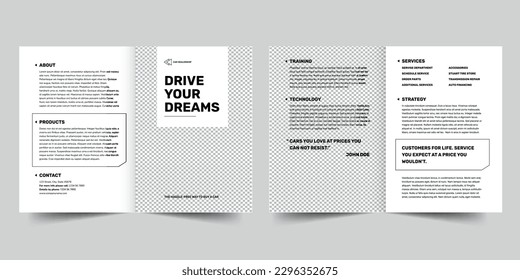 Car Dealership bifold brochure template. A clean, modern, and high-quality design bifold brochure vector design. Editable and customize template brochure