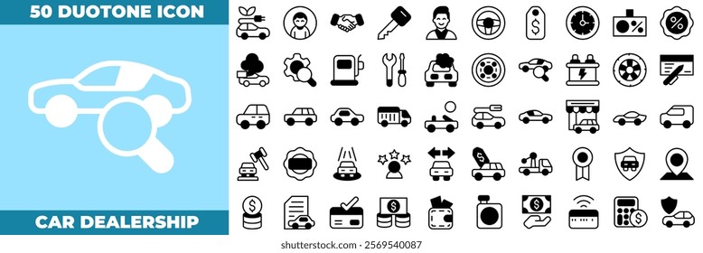 Car Dealership Duotone Editable Icons set. Vector illustration in modern thin duotone style of car dealership icons: car, sale, dealership, etc