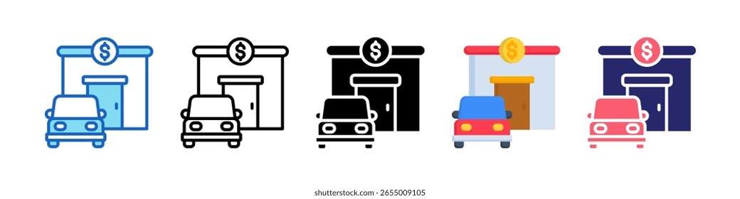 Icono de concesionario de automóviles Conjunto de estilo múltiple Colección.