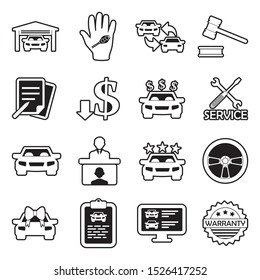 Car Dealership Icons. Line With Fill Design. Vector Illustration.