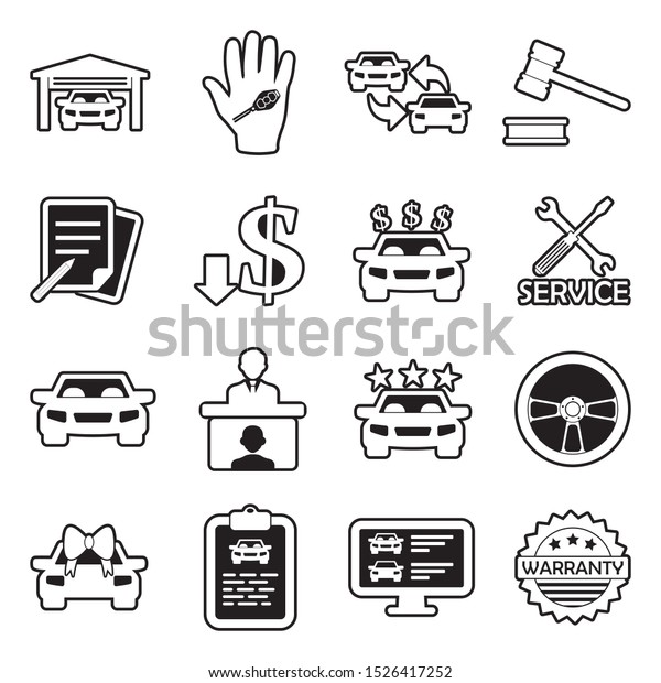 Car Dealership Icons. Line With Fill\
Design. Vector\
Illustration.
