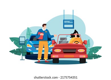Car Dealership Illustration concept. Flat illustration isolated on white background