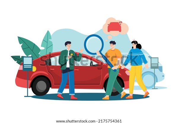 Car Dealership Illustration concept.\
Flat illustration isolated on white\
background