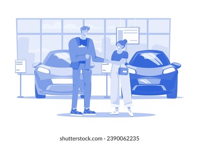 Car Dealership Seller Greeting Customer