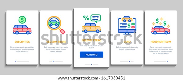 Car Dealership Shop Onboarding Mobile App\
Page Screen Vector. Car Dealership Agreement And Document, Auto\
Salon And Building, Key And Gps Mark Concept Linear Pictograms.\
Color Contour\
Illustrations
