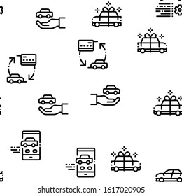 Car Dealership Shop Seamless Pattern Vector Thin Line. Illustrations