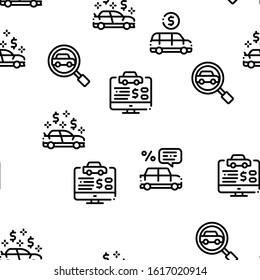 Car Dealership Shop Seamless Pattern Vector Thin Line. Illustrations