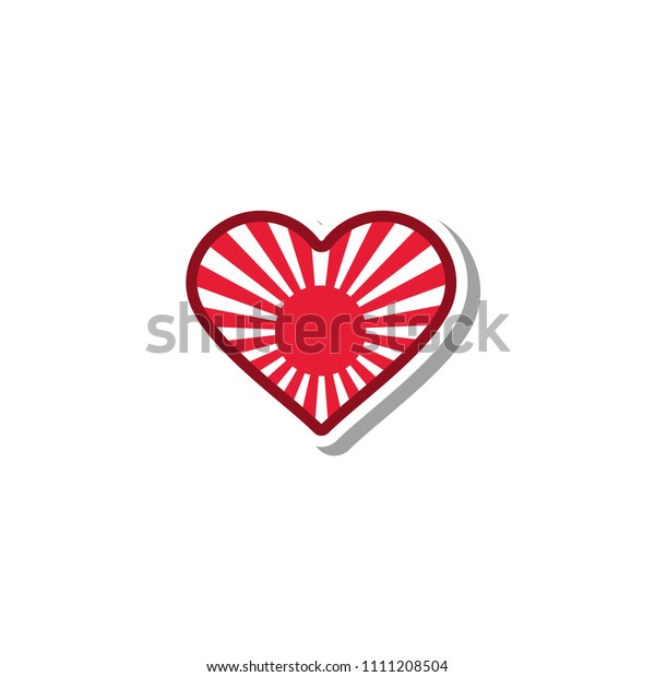 Car\
decal design. japan sunrise icon in heart\
shapes
