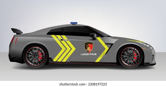 car decal design modern art template livery wrap strip lines yellow grey background vector template element racing sport sedan modern concept