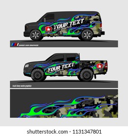 car decal design vector. Abstract flame with modern camouflage background for vehicle vinyl wrap 