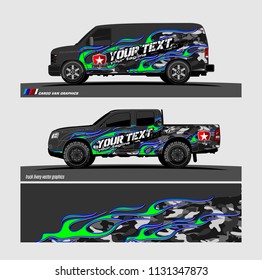car decal design vector. Abstract flame with modern camouflage background for vehicle vinyl wrap 