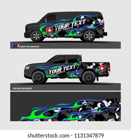 car decal design vector. Abstract flame with modern camouflage background for vehicle vinyl wrap 