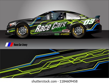 Car decal design vector. abstract racing graphic stripe background kit for vehicle vinyl wrap, race car sticker, and rally livery  