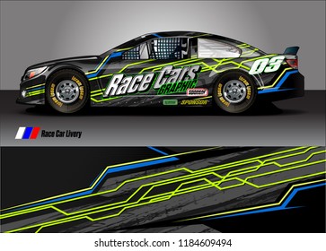 Car decal design vector. abstract racing graphic stripe background kit for vehicle vinyl wrap, race car sticker, and rally livery  