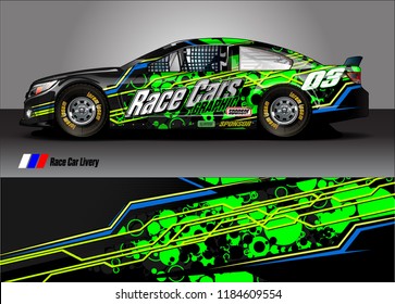 Car decal design vector. abstract racing graphic stripe background kit for vehicle vinyl wrap, race car sticker, and rally livery  