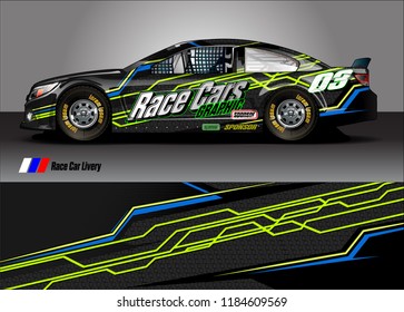 Car decal design vector. abstract racing graphic stripe background kit for vehicle vinyl wrap, race car sticker, and rally livery  