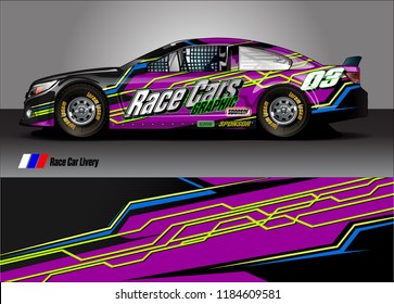 Car decal design vector. abstract racing graphic stripe background kit for vehicle vinyl wrap, race car sticker, and rally livery  
