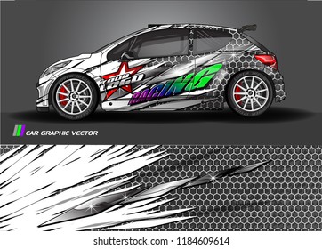 Car decal design vector. abstract racing graphic stripe background kit for vehicle vinyl wrap, race car sticker, and rally livery  