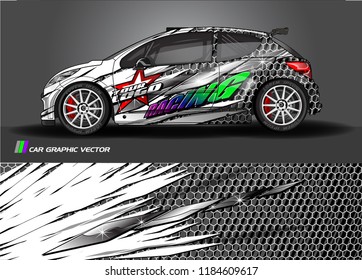 Car decal design vector. abstract racing graphic stripe background kit for vehicle vinyl wrap, race car sticker, and rally livery  
