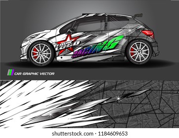 Car decal design vector. abstract racing graphic stripe background kit for vehicle vinyl wrap, race car sticker, and rally livery  