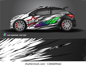 Car decal design vector. abstract racing graphic stripe background kit for vehicle vinyl wrap, race car sticker, and rally livery  