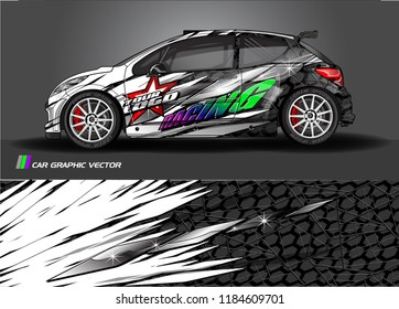 Car decal design vector. abstract racing graphic stripe background kit for vehicle vinyl wrap, race car sticker, and rally livery  